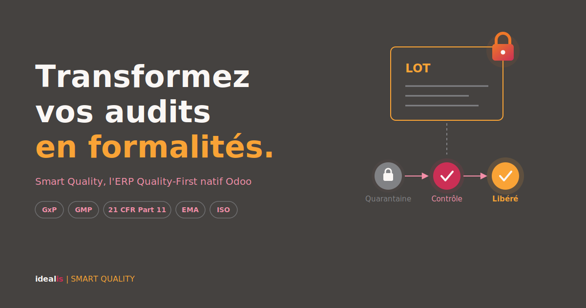 Smart Quality: transformez vos audits FDA EMA en formalites, ERP Quality-First natif Odoo